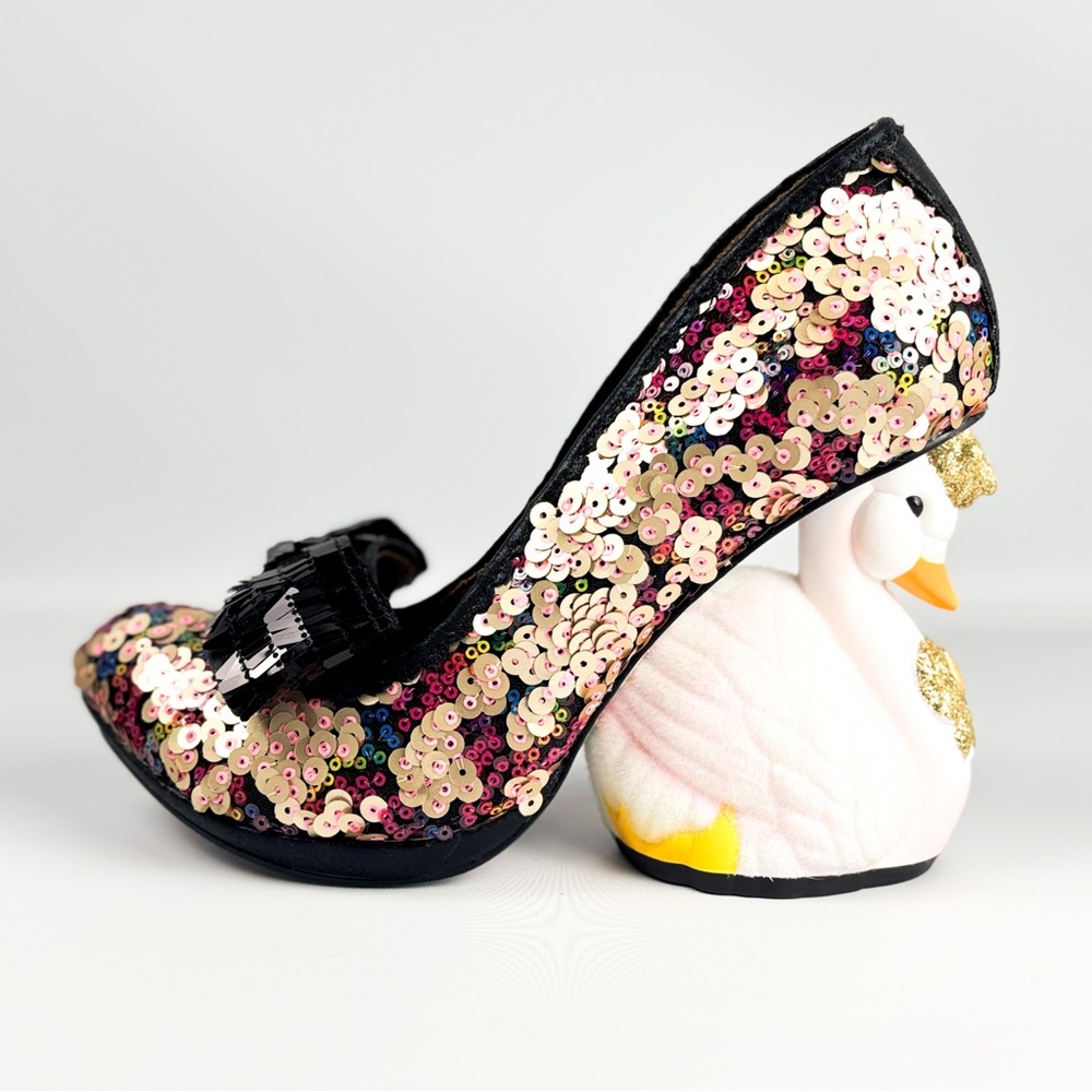 Irregular Choice Savan Swan Heels | Sequin Bow Statement Pumps | Sizes 38 & 40 |